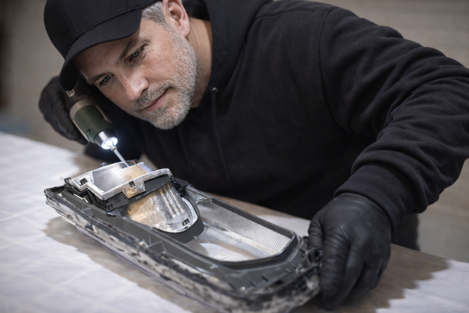 Mekaniker fikser lygte